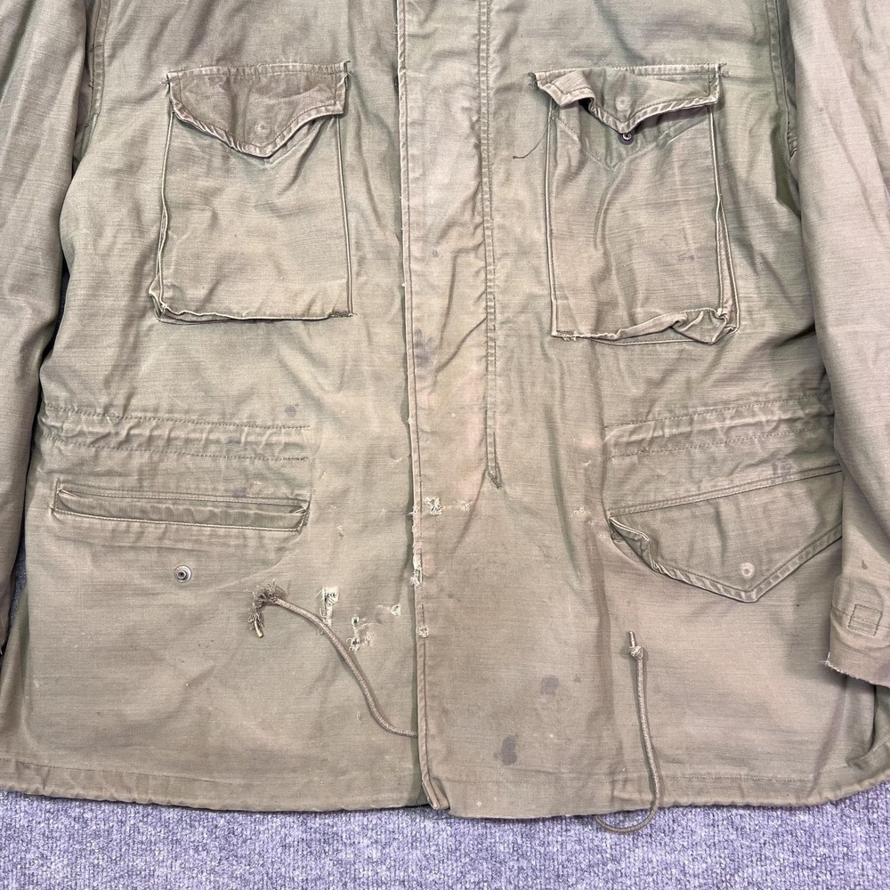 Vintage Alpha Industries Coat Mens XL Green Canvas Cold Weather Field OG-107 - Picture 6 of 14